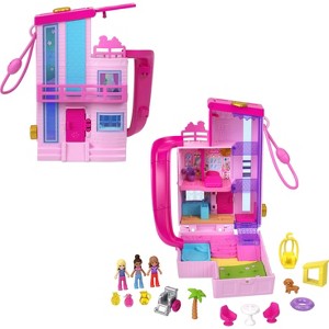 Polly Pocket Barbie Dreamhouse Compact Dollhouse Playset with 3 Micro Dolls, 1 Pet & 11 Accessories - 1 of 4