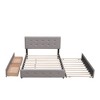 Upholstered Platform Bed with 2 Drawers and 1 Twin XL Trundle  Linen Fabric Queen Size - Dark Beige - 2 of 4