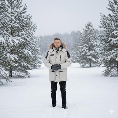 Canada Weather Gear Men’s Heavyweight Arctic Parka with Faux Fur Hood|Insulated Water-Resistant Winter Jacket - White - Medium — фото 2