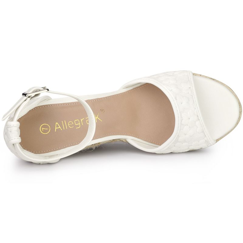 Allegra K Women's Lace Platform Espadrilles Wedge Heels Sandals, 5 of 7