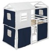 Twin/Full Size Bunk Wood House Bed with Tent, Fun Playhouse Design for Kids - ModernLuxe - 4 of 4