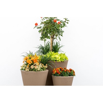 Mocha Round Heavy-Duty Plastic Indoor/Outdoor Planter Pot