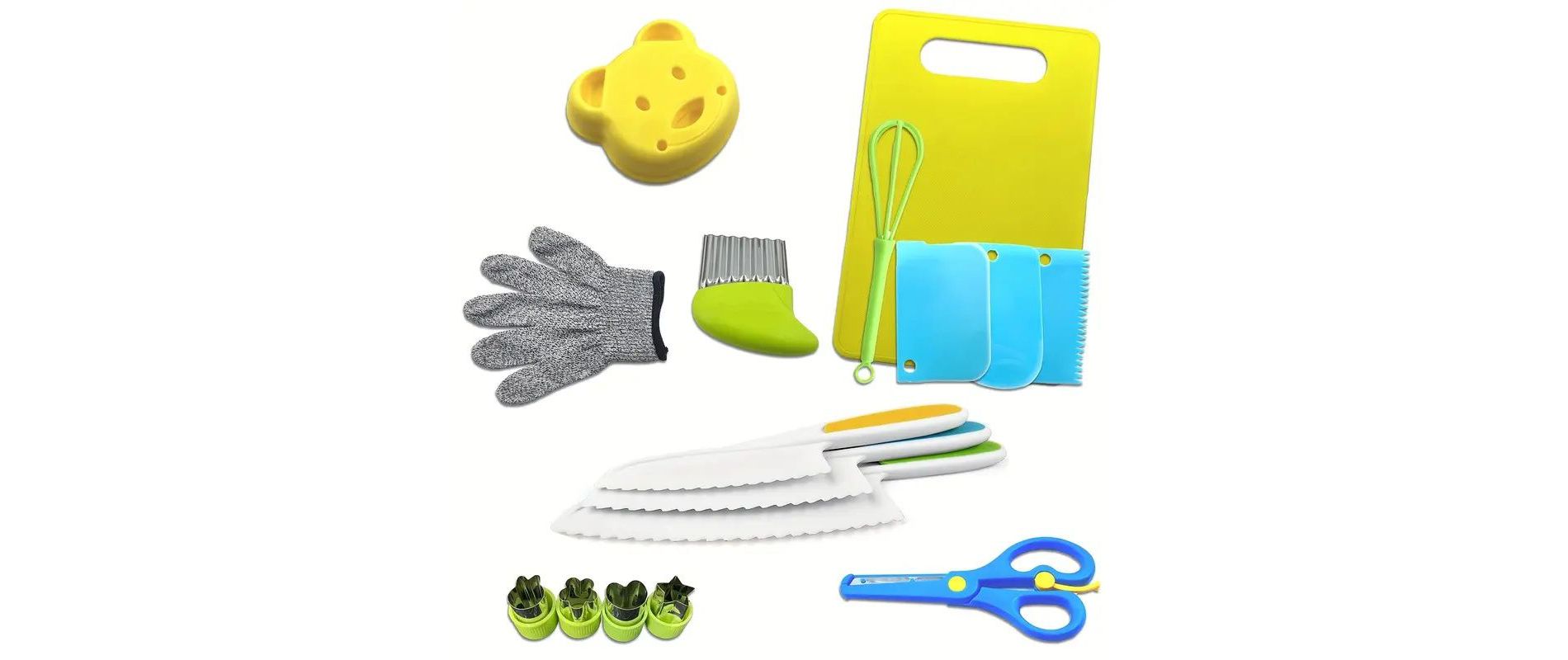 Angel Sar Kids Real Cooking Set, 12-Piece Functional Kitchen Tools with Safety Knife for Pretend Play & Real Recipes, Learning Kit for Ages 4-8