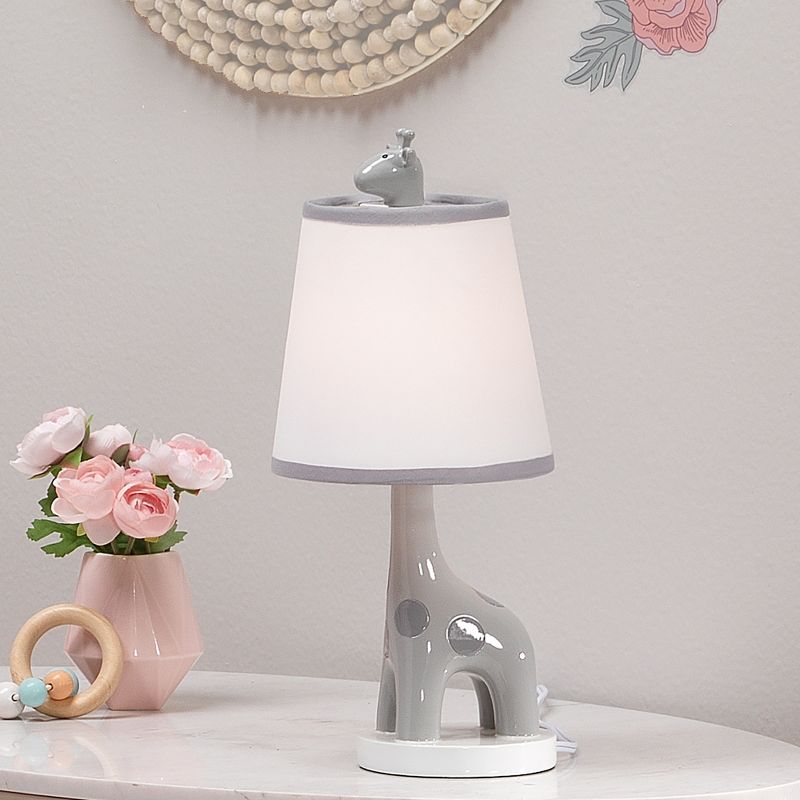 Lambs & Ivy Giraffe and a Half Gray/White Nursery Lamp with Shade and Bulb, 3 of 5