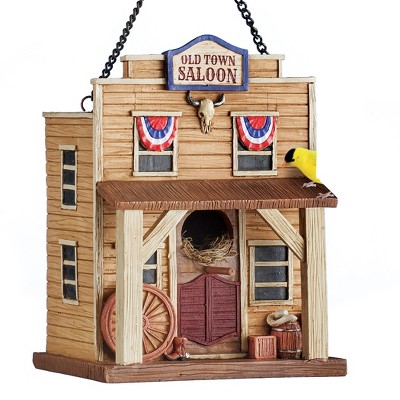 Collections Etc Hand-Painted Old Town Saloon Hanging Birdhouse Brown