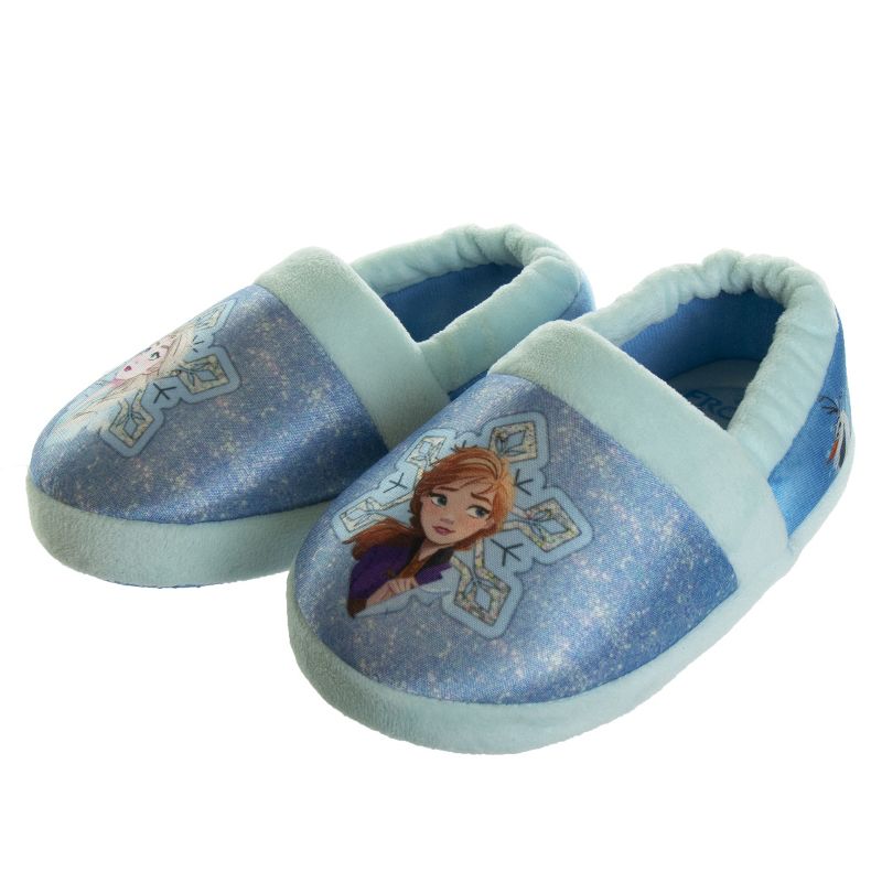 Disney Frozen Girl Slippers - Elsa and Anna Plush Lightweight Warm Comfort Soft Aline House Shoes  Ice Blue (sizes 5-12 Toddler-Little Kid), 2 of 9