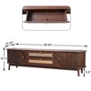 Angel Sar Rattan TV Stand Up To 75" With Sliding Door, Mid-Century Modern Media TV Console Table, Brown - 3 of 4