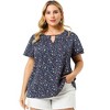 Agnes Orinda Plus Size Womens Tops Keyhole Flutter Short Sleeve Chiffon Floral Pattern - 3 of 4