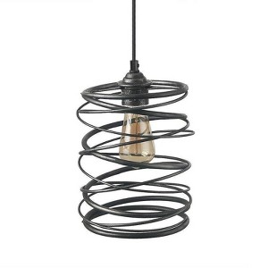 LNC Mocha 1-Lights 8" Farmhouse Cylinder Pendant  Lights,  Antique Black - 1 of 4