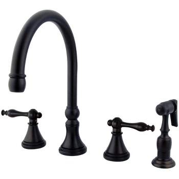 Widespead 4-Hole Solid Brass Kitchen Faucet Oil Rubbed Bronze - Kingston Brass