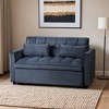 3 in 1 Convertible Sleeper Sofa Bed, Modern Pull Out Couch Bed, Adjustable Backrest, Velvet Loveseat Futon Sofa with Pillows - Leovsnove - 2 of 4