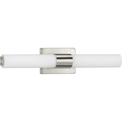 Progress Lighting, Blanco Collection, 1-Light Wall Sconce, Brushed Nickel, Etched White Glass Shade