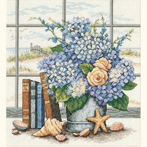 Dimensions Counted Cross Stitch Kit 11"X12"-Hydrangeas & Shells - 1 of 1