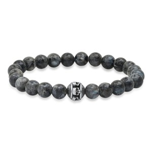 Steeltime Men's gray agate and stainless steel skull beaded bracelet - 1 of 4
