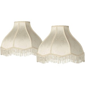 Springcrest Set of 2 Scallop Dome Lamp Shades Cream Large 6" Top x 17" Bottom x 11" High Spider Replacement Harp and Finial Fitting - 1 of 4