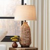 360 Lighting San Carlos Modern Coastal Table Lamp 29" Tall Natural Rattan Wicker Oatmeal Fabric Drum Shade for Bedroom Living Room Bedside Nightstand - 2 of 4