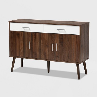 Leena Two-Tone Finished 2 Drawer Sideboard Buffet Walnut Brown/White - Baxton Studio