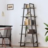 Homhougo 5 Tier Ladder Bookshelf, Narrow Open Book Shelf, Tall Standing Bookcase with Steel Frame Light yellow - 4 of 4