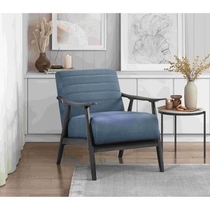 CAVINAS Velvet Accent Chair with Mid-Height Backrest and Wood Legs,Modern Upholstered Living Room Chairs,Reading Chairs for Living Room - 1 of 4