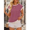 Women's Round Neck Short Sleeve Front Pocket Casual Summer Top Blouses - 3 of 4