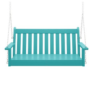 WestinTrends Malibu Outdoor Patio HDPE Hanging Front Porch Swing Bench - 1 of 4