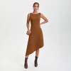 Women's Asymmetrical Knit Midi Sheath Dress - A New Day™ Brown - 4 of 4