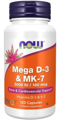 Mega D-3 & MK-7 by Now Foods  -  120 VegCap