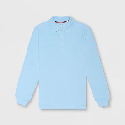 long sleeve polo light blue