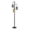 Wave Design Rubbed Bronze Finish Tree Floor Lamp - StyleCraft: Adjustable Head Tilt, 3 Linen Shades, UL Listed - 2 of 4