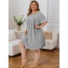 Women's Plus Size Comfort Round Neck Short Sleeve Midi Nightgown - Agnes Orinda - 3 of 4
