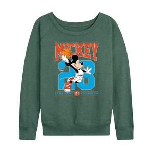Women's - Disney - Mickey Jump Shot Lightweight French Terry Wide Neck Long Sleeve Shirt - 1 of 4