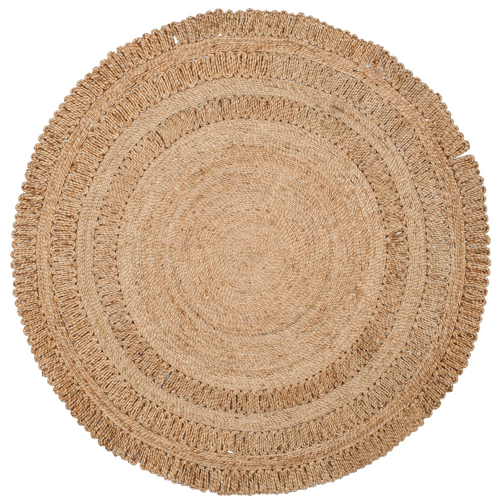 5'x5' Round Earnestine Solid Woven Rug Natural Round - Safavieh