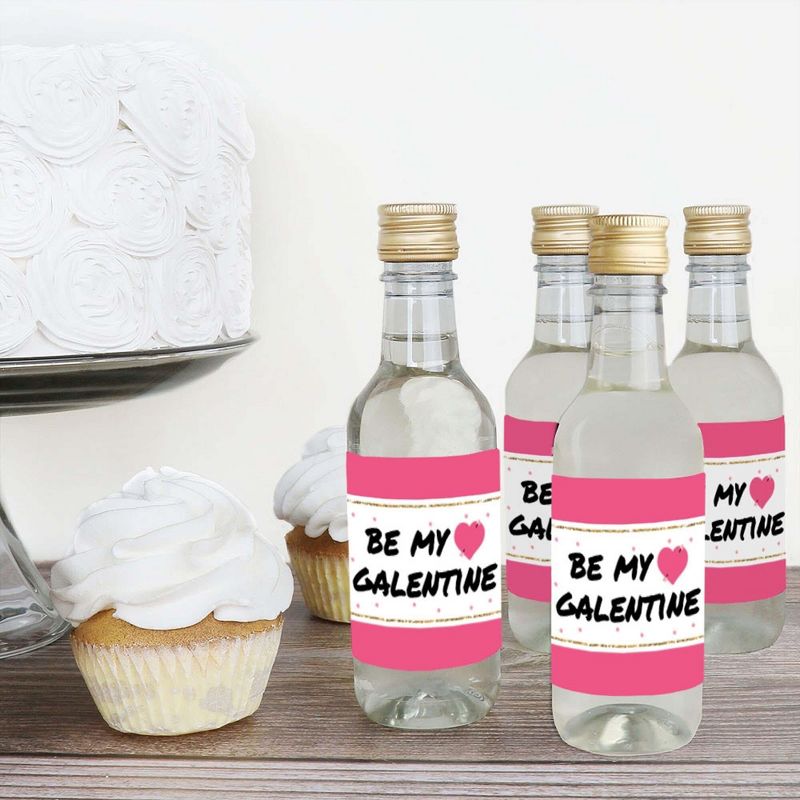 Big Dot of Happiness Be My Galentine - Mini Wine and Champagne Bottle Label Stickers - Galentine's and Valentine's Day Party Favor Gift - Set of 16, 3 of 8