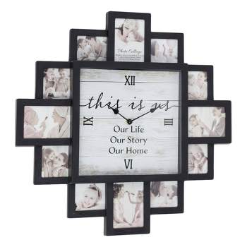 Farmhouse Shabby Chic 'This Is Us' Picture Frame Collage Wall Clock Black - American Art Decor
