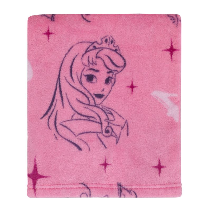 Disney Princess Pink and Purple Aurora, Snow White, and Cinderella Super Soft Baby Blanket, 3 of 5
