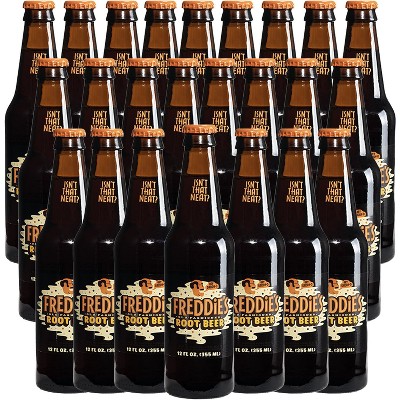 Freddie’s Old Fashioned Soda - Root Beer 12oz Bottles - 24 Pack - Made with Natural Herbs, Oil of Birch and Imported Vanilla
