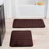 2pc Memory Foam Striped Bath Mat Set Brown - Yorkshire Home: Microfiber, Machine Washable, Non-Slip Backing - 2 of 4