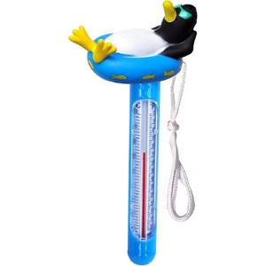 Swimline Relaxing Penguin Floating Swimming Pool Thermometer with Cord 8.5" - Blue/White - 1 of 4