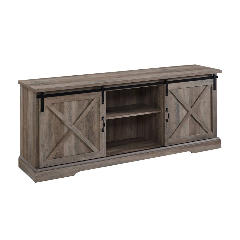 Photos - Mount/Stand Clarabelle Double Sliding X Barn Door TV Stand for TVs up to 80" Gray Wash