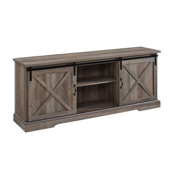 Clarabelle Double Sliding X Barn Door TV Stand for TVs up to 80" - Saracina Home
