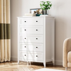 5 Drawer Dresser for Bedroom, Tall Dresser with Deep Drawers & Metal Knobs, Modern Wooden Chests of Drawers for Entryway, Hallway - 1 of 4