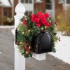 Haute Décor 30" Battery Operated Pre-Lit LED Mixed Greenery Christmas Artificial Mailbox Swag Green with White Lights - 2 of 3