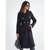 Women Elegant Double Breasted Trench Coat Notched Collar Overcoat with Belt Classic Jacket Fall Winter - 2 of 4