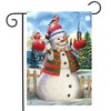 It's Snowing Christmas Garden Flag Snowman Birds 18" x 12.5" Briarwood Lane - 2 of 4