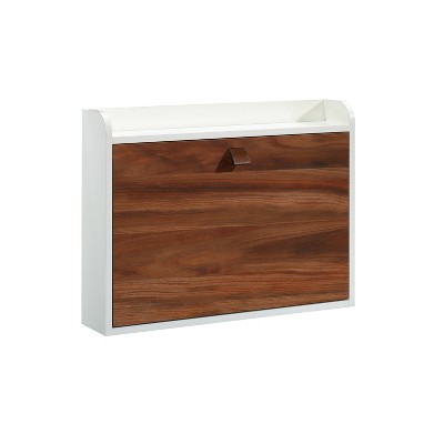 Pearl Oak and White Wall Mounted Floating Desk