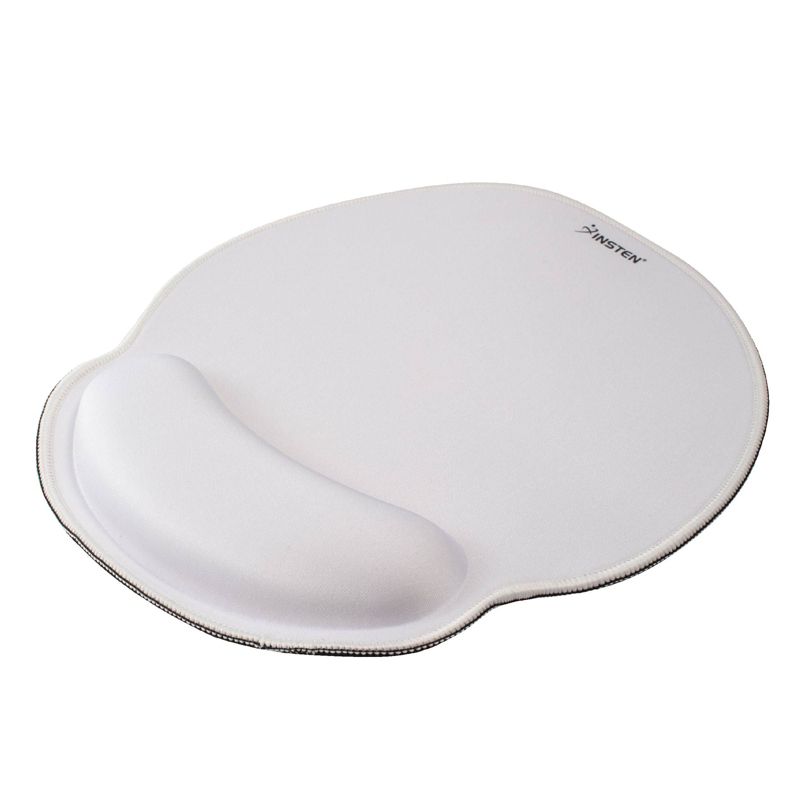 Insten Mouse Pad with Wrist Support Rest, Stitched Edge Mat, Ergonomic Support, Pain Relief Memory Foam, Round, White, 10.5 x 9.5 inches, 4 of 10