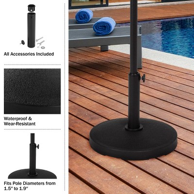 Black Round Concrete Outdoor Umbrella Base, 26 lbs
