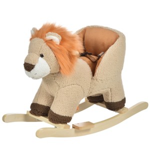 SEVOBAL Toy Vehicles Baby Rocking Horse Lion Plush Animal with Sound Seat Belt and Wooden Base for Toddlers - 1 of 4