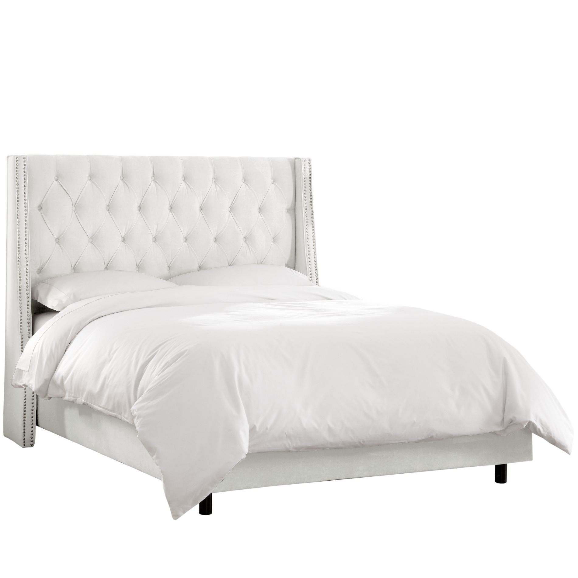 Skyline Furniture Arlette Nail Button Tufted Wingback Bed in Velvet