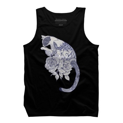 Men's Design By Humans Cat Snake Flowers Tattoo By jess1586 Tank Top